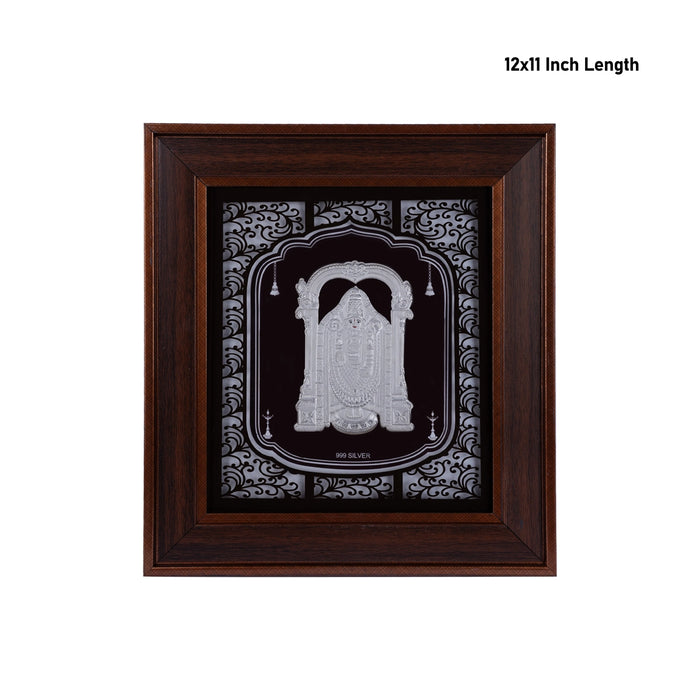 Balaji Murti Photo Frame - 12 x 11 Inches | 999 Silver Foil Wall Picture Frame/ Wall Decor For Puja Room - Hindu God Photos & Frames