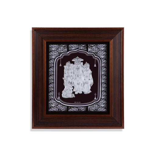 Ram Darbar Murti Photo Frame- 12 x 11 Inches | 999 Silver Foil Wall Picture Frame/ Wall Decor For Puja Room - Hindu God Photos & Frames