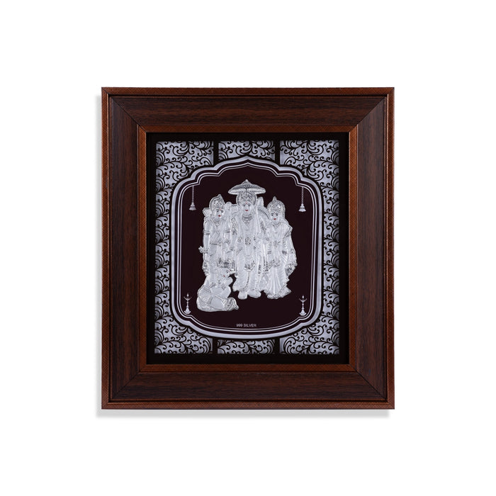 Ram Darbar Murti Photo Frame- 12 x 11 Inches | 999 Silver Foil Wall Picture Frame/ Wall Decor For Puja Room - Hindu God Photos & Frames