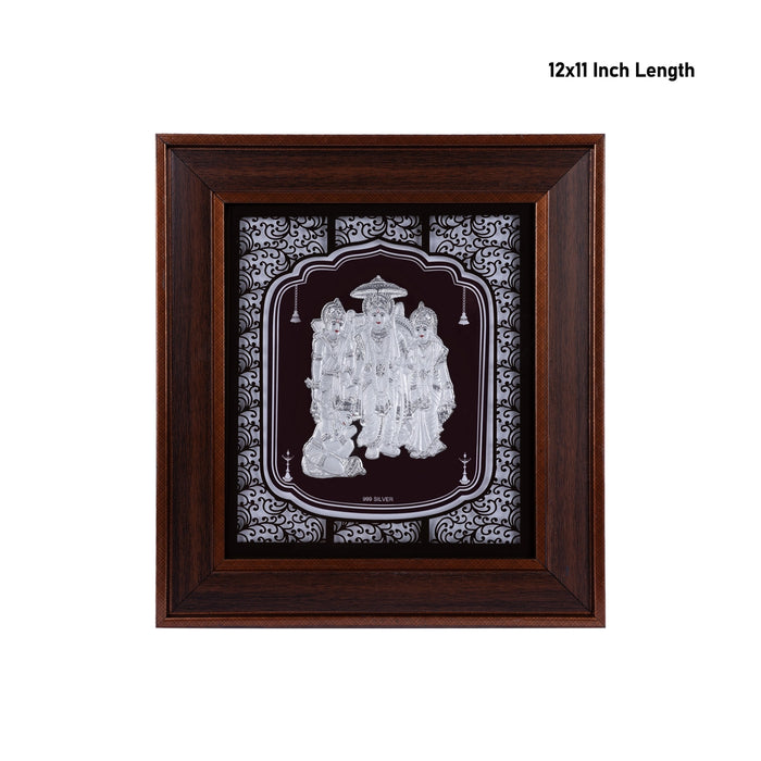 Ram Darbar Murti Photo Frame- 12 x 11 Inches | 999 Silver Foil Wall Picture Frame/ Wall Decor For Puja Room - Hindu God Photos & Frames