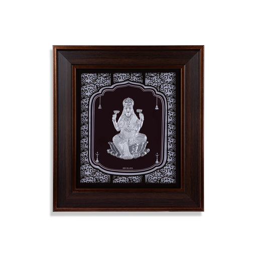 Lakshmi Murti Photo Frame - 12 x 11 Inches | 999 Silver Foil Wall Picture Frame/ Wall Decor For Puja Room - Hindu God Photos & Frames