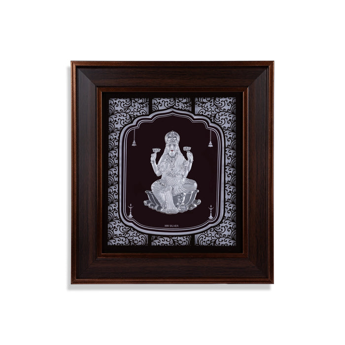 Lakshmi Murti Photo Frame - 12 x 11 Inches | 999 Silver Foil Wall Picture Frame/ Wall Decor For Puja Room - Hindu God Photos & Frames