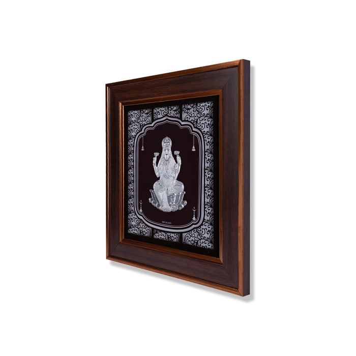 Lakshmi Murti Photo Frame - 12 x 11 Inches | 999 Silver Foil Wall Picture Frame/ Wall Decor For Puja Room - Hindu God Photos & Frames
