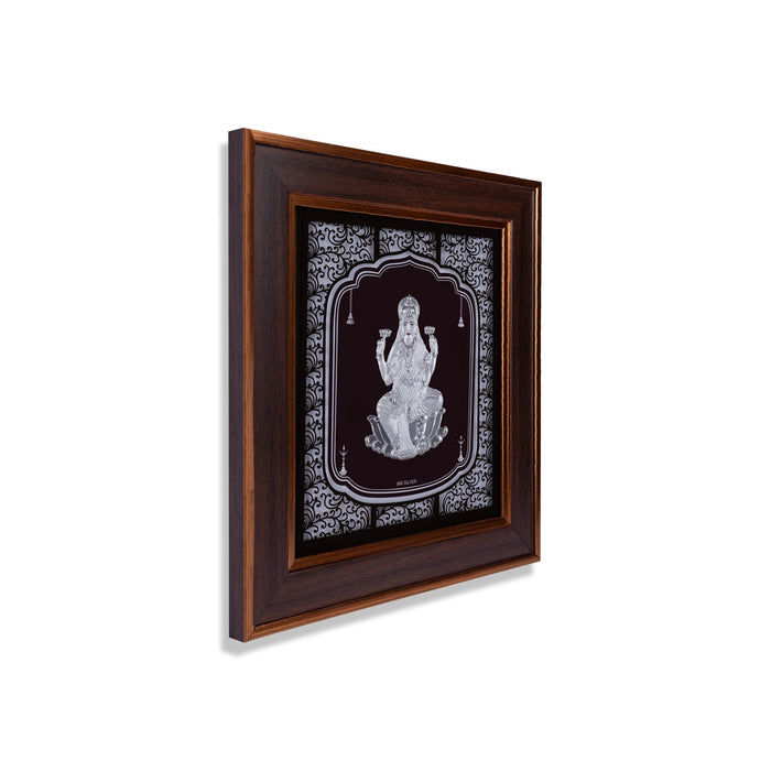 Lakshmi Murti Photo Frame - 12 x 11 Inches | 999 Silver Foil Wall Picture Frame/ Wall Decor For Puja Room - Hindu God Photos & Frames