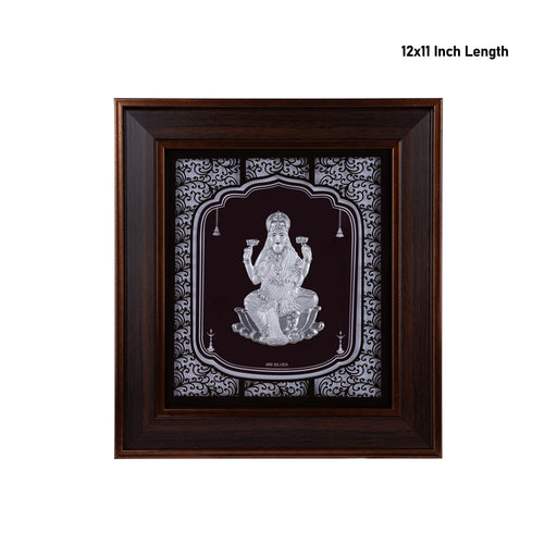 Lakshmi Murti Photo Frame - 12 x 11 Inches | 999 Silver Foil Wall Picture Frame/ Wall Decor For Puja Room - Hindu God Photos & Frames