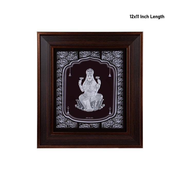 Lakshmi Murti Photo Frame - 12 x 11 Inches | 999 Silver Foil Wall Picture Frame/ Wall Decor For Puja Room - Hindu God Photos & Frames