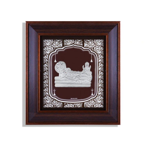 Sri Ranganathar Photo Frame - 12 x 11 Inches | 999 Silver Foil Wall Picture Frame/ Wall Decor For Puja Room - Hindu God Photos & Frames