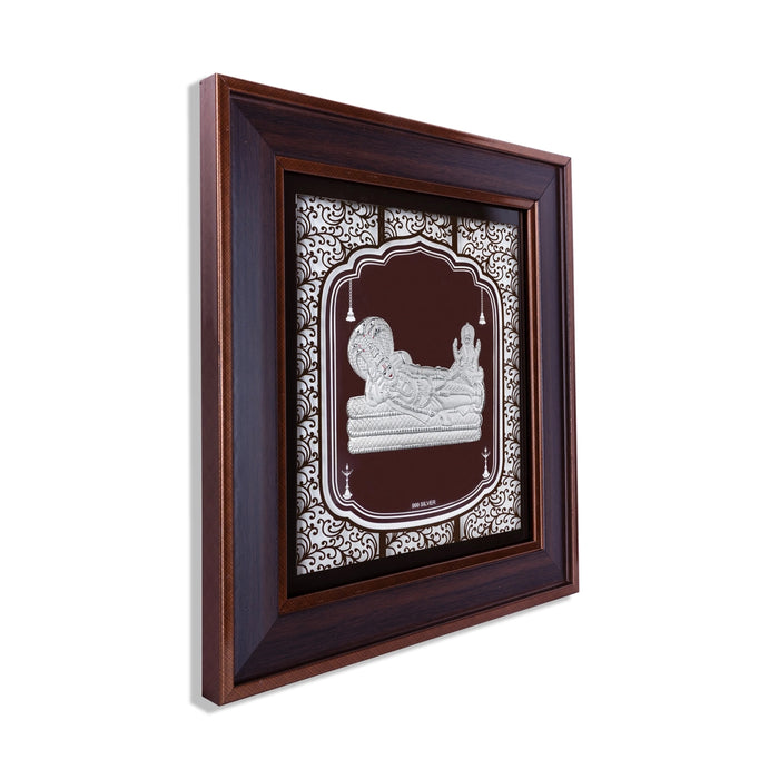 Sri Ranganathar Photo Frame - 12 x 11 Inches | 999 Silver Foil Wall Picture Frame/ Wall Decor For Puja Room - Hindu God Photos & Frames
