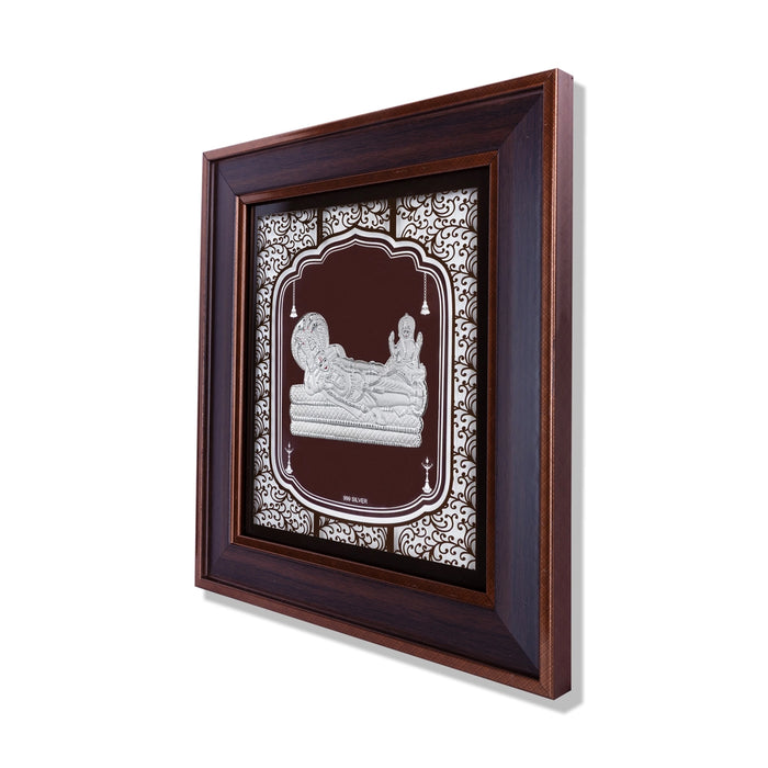 Sri Ranganathar Photo Frame - 12 x 11 Inches | 999 Silver Foil Wall Picture Frame/ Wall Decor For Puja Room - Hindu God Photos & Frames