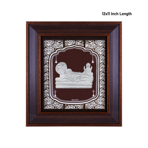 Sri Ranganathar Photo Frame - 12 x 11 Inches | 999 Silver Foil Wall Picture Frame/ Wall Decor For Puja Room - Hindu God Photos & Frames