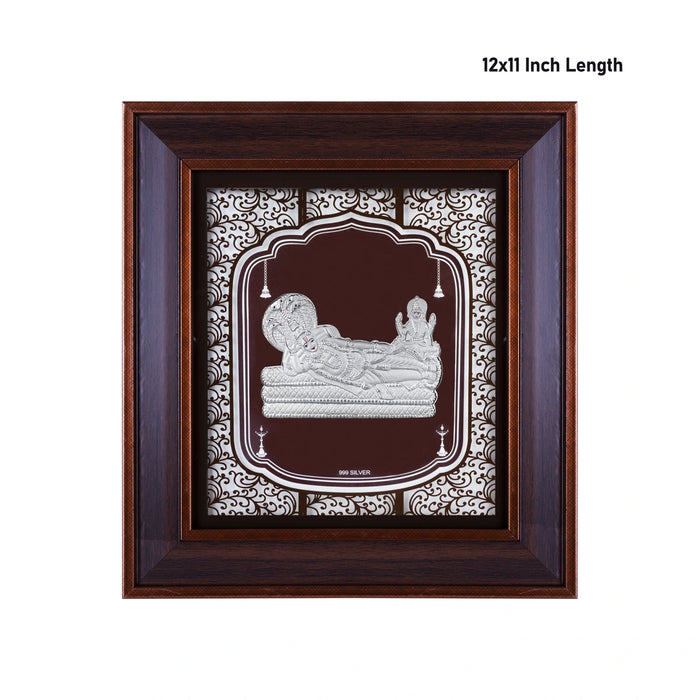 Sri Ranganathar Photo Frame - 12 x 11 Inches | 999 Silver Foil Wall Picture Frame/ Wall Decor For Puja Room - Hindu God Photos & Frames