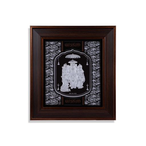Ram Darbar Murti Photo Frame - 14 X 12 Inches | 999 Silver Foil Picture Frame/ Wall Picture For Pooja - Hindu God Photos & Frames