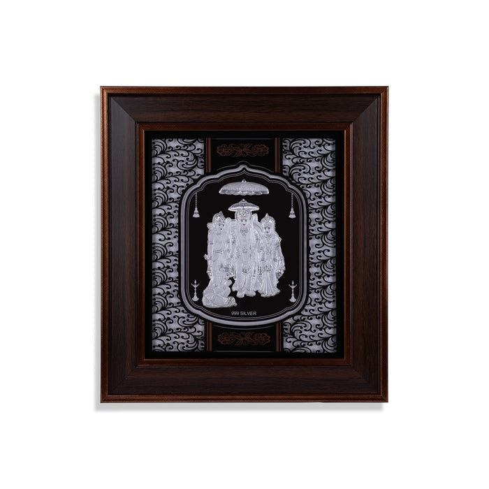 Ram Darbar Murti Photo Frame - 14 X 12 Inches | 999 Silver Foil Picture Frame/ Wall Picture For Pooja - Hindu God Photos & Frames