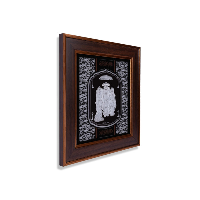 Ram Darbar Murti Photo Frame - 14 X 12 Inches | 999 Silver Foil Picture Frame/ Wall Picture For Pooja - Hindu God Photos & Frames