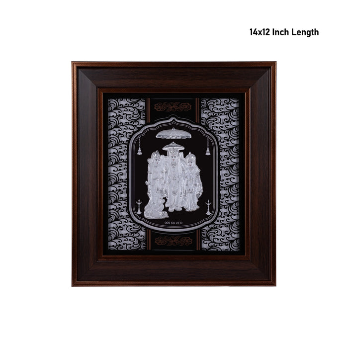 Ram Darbar Murti Photo Frame - 14 X 12 Inches | 999 Silver Foil Picture Frame/ Wall Picture For Pooja - Hindu God Photos & Frames