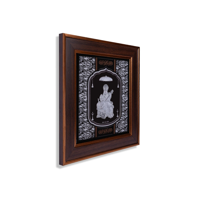 Saraswati Murti Photo Frame - 14 X 12 Inches | 999 Silver Foil Picture Frame/ Wall Picture For Pooja - Hindu God Photos & Frames