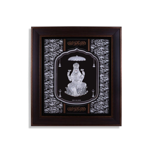 Lakshmi Murti Photo Frame - 14 X 12 Inches | 999 Silver Foil Picture Frame/ Wall Picture For Pooja Room - Hindu God Photos & Frames