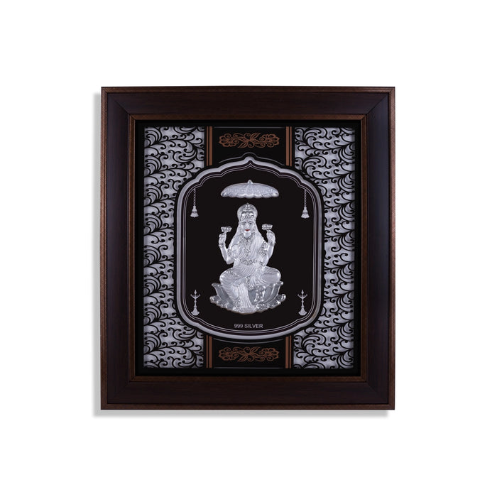 Lakshmi Murti Photo Frame - 14 X 12 Inches | 999 Silver Foil Picture Frame/ Wall Picture For Pooja Room - Hindu God Photos & Frames