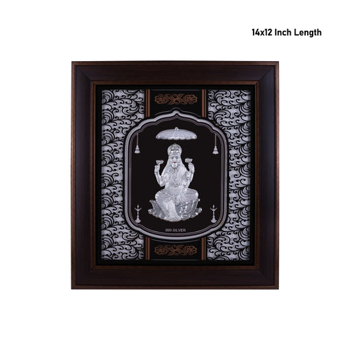 Lakshmi Murti Photo Frame - 14 X 12 Inches | 999 Silver Foil Picture Frame/ Wall Picture For Pooja Room - Hindu God Photos & Frames