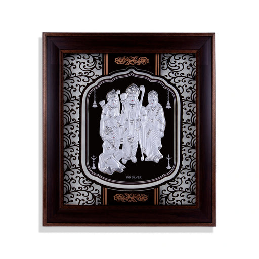 Ram Darbar Murti Photo Frame - 16.5 X 14.5 Inches | 999 Silver Foil Picture Frame/ Wall Picture For Pooja - Hindu God Photos & Frames