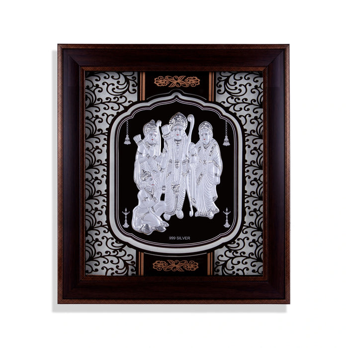 Ram Darbar Murti Photo Frame - 16.5 X 14.5 Inches | 999 Silver Foil Picture Frame/ Wall Picture For Pooja - Hindu God Photos & Frames