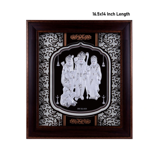 Ram Darbar Murti Photo Frame - 16.5 X 14.5 Inches | 999 Silver Foil Picture Frame/ Wall Picture For Pooja - Hindu God Photos & Frames