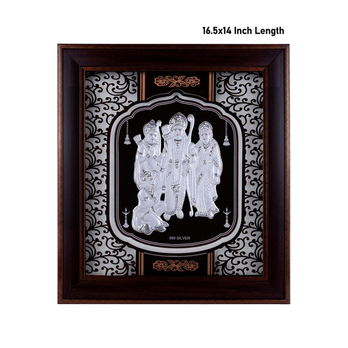 Ram Darbar Murti Photo Frame - 16.5 X 14.5 Inches | 999 Silver Foil Picture Frame/ Wall Picture For Pooja - Hindu God Photos & Frames