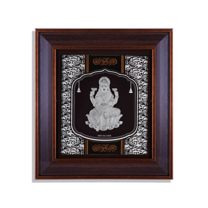 Lakshmi Murti Photo Frame - 16.5 X 14.5 Inches | 999 Silver Foil Picture Frame/ Wall Picture For Pooja - Hindu God Photos & Frames