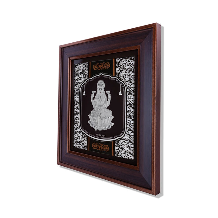 Lakshmi Murti Photo Frame - 16.5 X 14.5 Inches | 999 Silver Foil Picture Frame/ Wall Picture For Pooja - Hindu God Photos & Frames