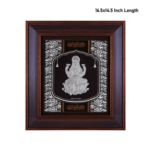 Lakshmi Murti Photo Frame - 16.5 X 14.5 Inches | 999 Silver Foil Picture Frame/ Wall Picture For Pooja - Hindu God Photos & Frames
