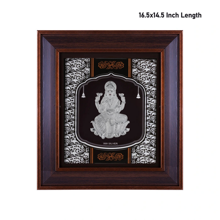 Lakshmi Murti Photo Frame - 16.5 X 14.5 Inches | 999 Silver Foil Picture Frame/ Wall Picture For Pooja - Hindu God Photos & Frames