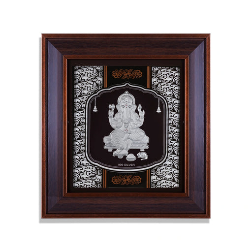 Ganesh Murti Photo Frame - 16.5 X 14.5 Inches | 999 Silver Foil Picture Frame/ Wall Picture For Pooja - Hindu God Photos & Frames