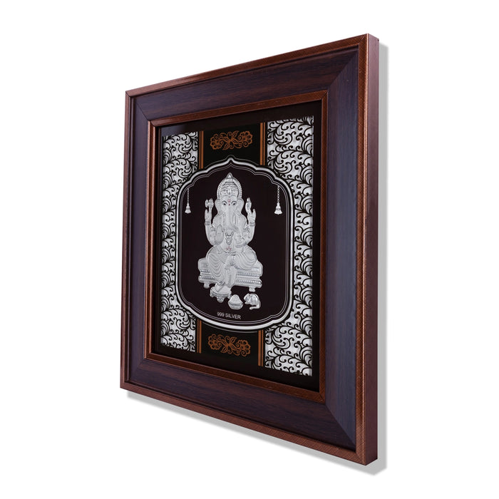 Ganesh Murti Photo Frame - 16.5 X 14.5 Inches | 999 Silver Foil Picture Frame/ Wall Picture For Pooja - Hindu God Photos & Frames
