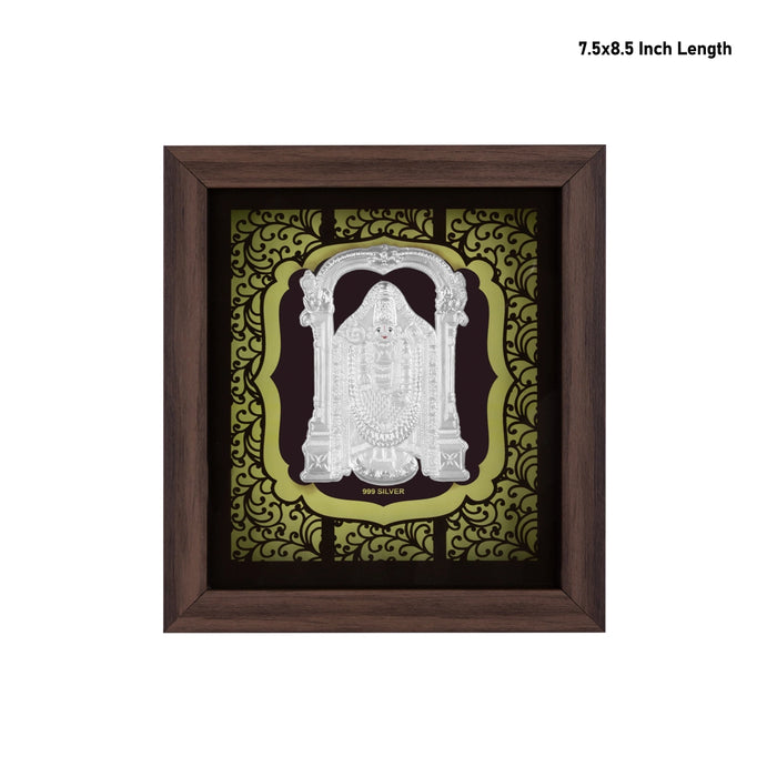 Balaji Murti Photo Frame - 7.5 x 8.5 Inches | 999 Silver Foil / Wall Picture Frame/ Wall Decor For Puja Room - Hindu God Photos & Frames