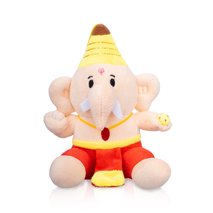 Baby Ganesh Murti Singing Toy - 7 X 5 inches | Soft Musical Toy/ Mantra Chanting Toy For Kids And Gifting - Traditional Games & Toys