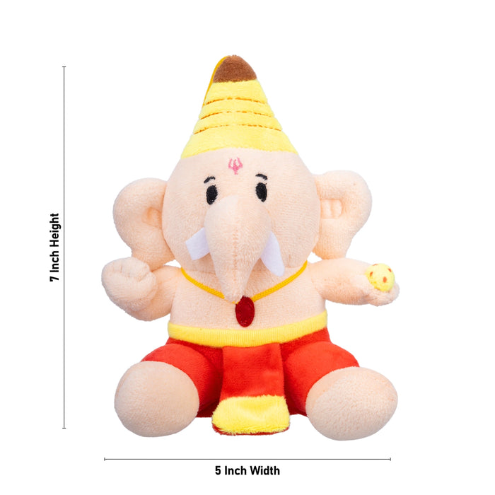 Baby Ganesh Murti Singing Toy - 7 X 5 inches | Soft Musical Toy/ Mantra Chanting Toy For Kids And Gifting - Traditional Games & Toys