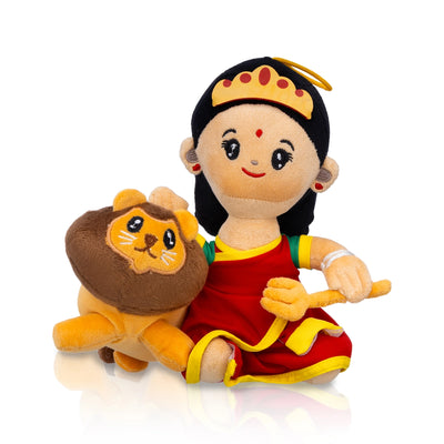 Baby Durga Murti Singing Toy With Lion- 7 X 8 inches | Soft Musical Toy/Mantra Chanting Toy For Kids & Gifting