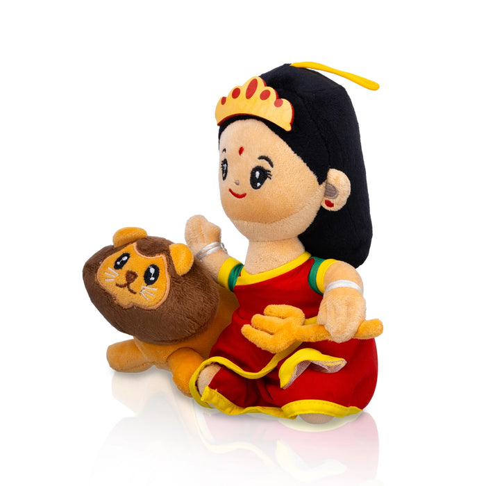 Baby Durga Murti Singing Toy With Lion- 7 X 8 inches | Soft Musical Toy/Mantra Chanting Toy For Kids & Gifting