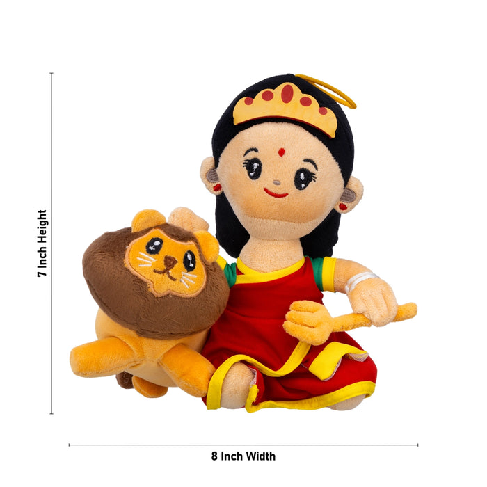 Baby Durga Murti Singing Toy With Lion- 7 X 8 inches | Soft Musical Toy/Mantra Chanting Toy For Kids & Gifting