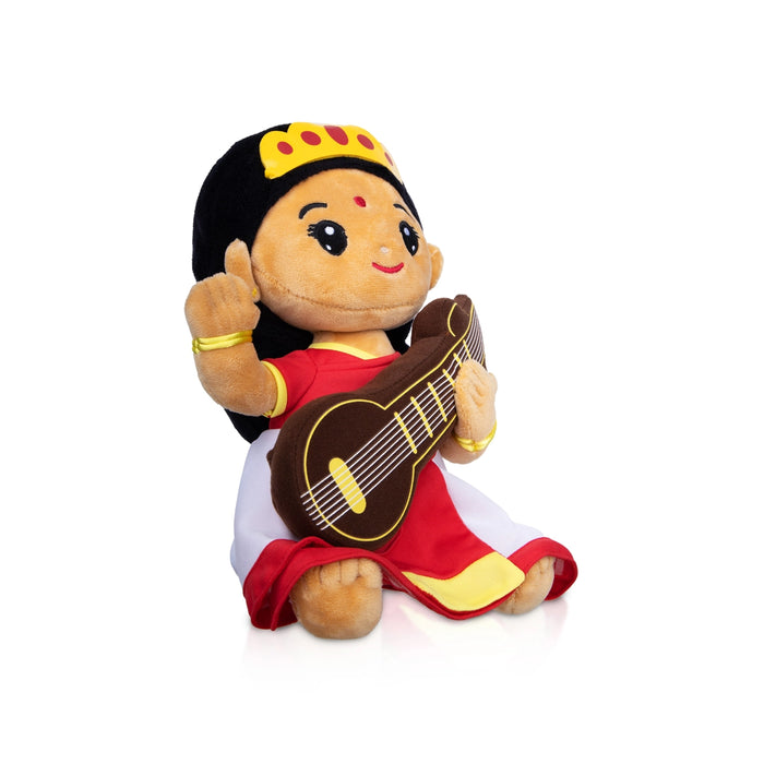 Saraswati Murti Singing Toy - 11 X 6 inches | Soft Musical Toy/ Mantra Chanting Toy For Kids And Gifting - Traditional Games & Toys