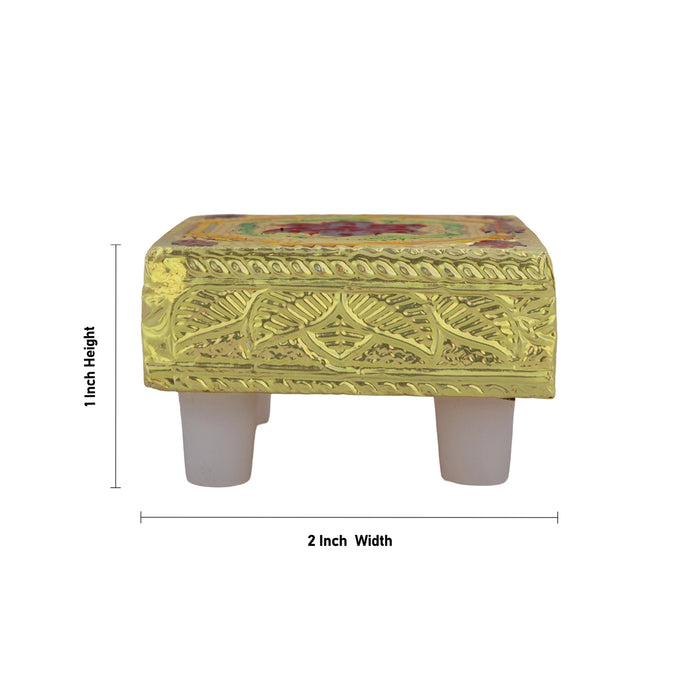 Pooja Chowki With Base - 1 x 2 Inches | 6 Pcs/ Manai Palagai/ Gold Polish Bajot/ Patla For Pooja