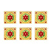 Pooja Chowki With Base Set - 1.25 X 2 X 2 Inches | 6 Pcs/ Gold Polish Bajot/ Flower Design Patla For Deity - Pooja Aasan & Bajot & Pooja Mat