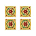 Pooja Chowki With Base Set - 1.25 X 3 X 3 Inches | 4 Pcs/ Gold Polish Bajot/ Flower Design Patla For Deity - Pooja Aasan & Bajot & Pooja Mat