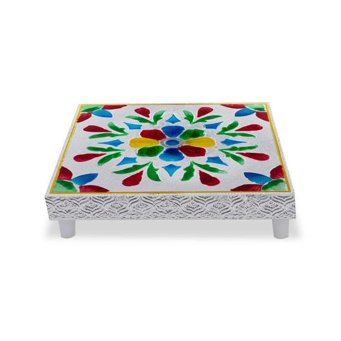 Pooja Chowki - 1.25 x 8 Inches | Bajot/ Silver Polish Patla/ Manai Palagai for Home