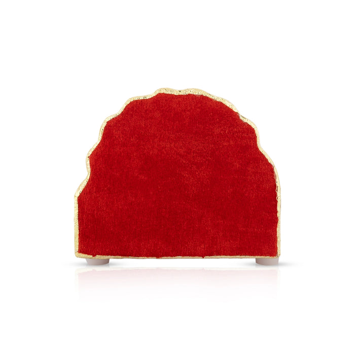 Velvet Sinhasan - 4 X 4 X 3.5 Inches | Meenakari Design Simhasanam/ Wooden Singhasan For Deity And Pooja Room - Pooja Aasan & Bajot & Pooja Mat