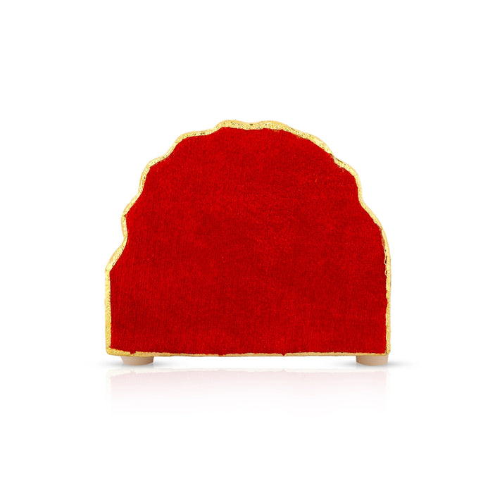 Velvet Sinhasan - 4.5 X 5 X 4.5 Inches | Meenakari Design Simhasanam/ Wooden Singhasan For Deity & Pooja Room - Pooja Aasan & Bajot & Pooja Mat