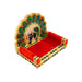 Velvet Sinhasan - 7 X 8 X 5.75 Inches | Meenakari Design Simhasanam/ Wooden Singhasan For Deity & Pooja Room - Pooja Aasan & Bajot & Pooja Mat