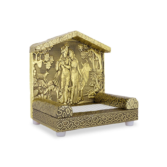 Radha Krishna Singhasan - 5.5 x 5 Inches | Decorative Radha Krishna Singhasan/ Deity Throne for Pooja Altar