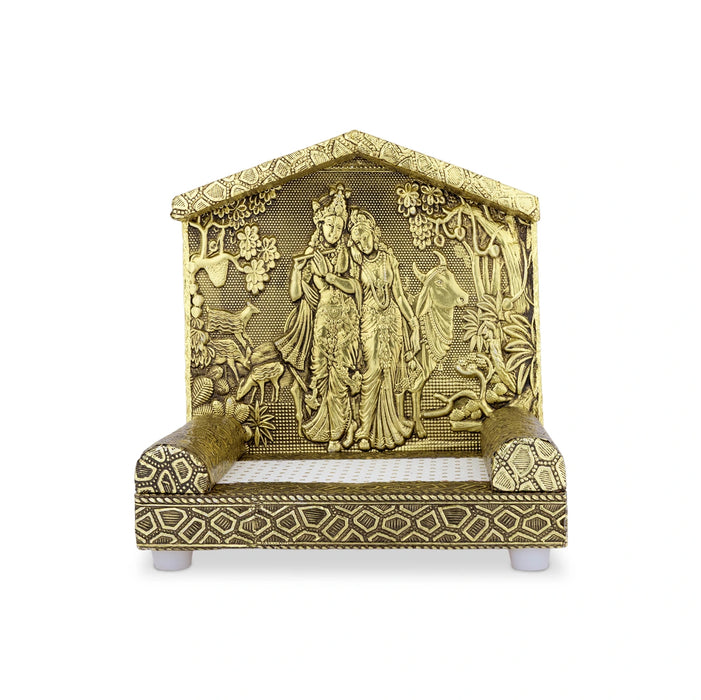 Radha Krishna Simhasan - 6.5 x 6 Inches | Decorative Deity Throne/ Radha Krishna Singhasan for Home & Pooja Decor