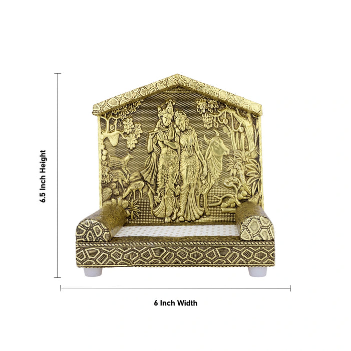 Radha Krishna Simhasan - 6.5 x 6 Inches | Decorative Deity Throne/ Radha Krishna Singhasan for Home & Pooja Decor